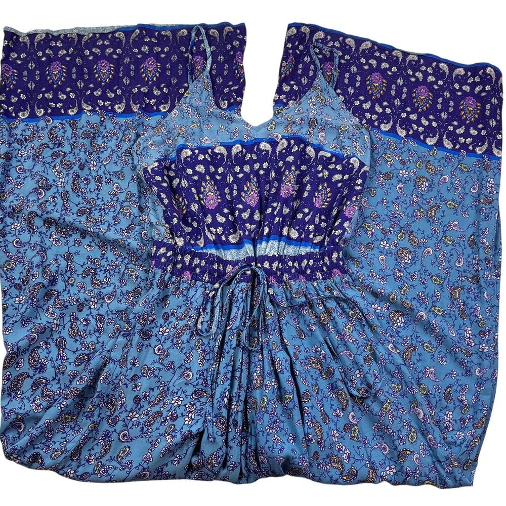 Jaase Boho Hippie Floral Paisley Lightweight Wide Leg Jumpsuit Women's Size M